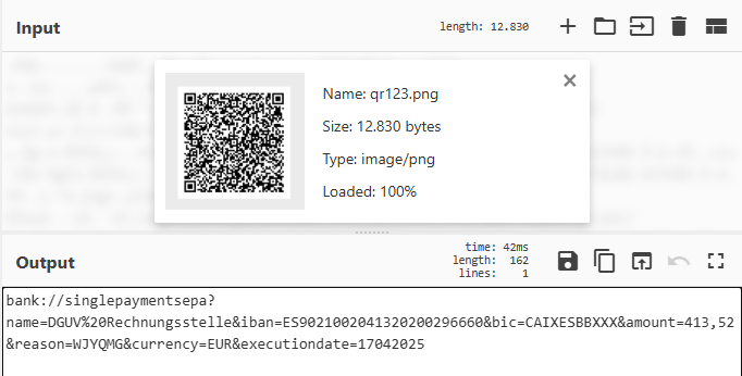 DTCERT's tweet image. Fraudsters have now started using EPC QR codes in fake invoices that can be opened by many banking apps. These codes already contain all the necessary transfer information for the app to start a simple transfer action for the victim. (1/3)