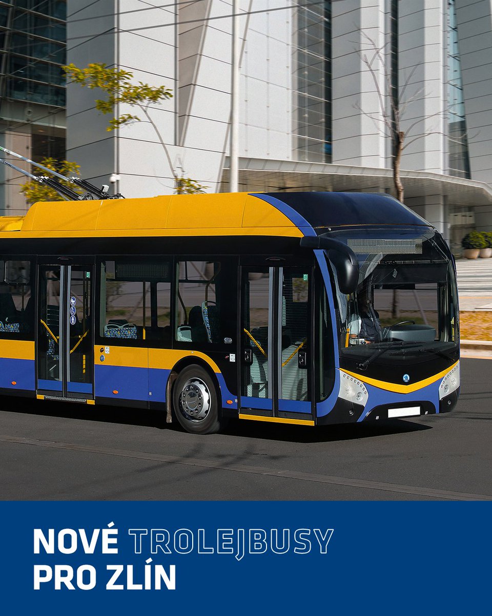 🚌⚡ V příštích letech dodáme do Zlína a Otrokovic až 60 nových trolejbusů Škoda (12 m + 18 m). S dojezdem na baterii až 15 km přinesou ještě více flexibility do více než 80leté tradice elektromobility ve městě.