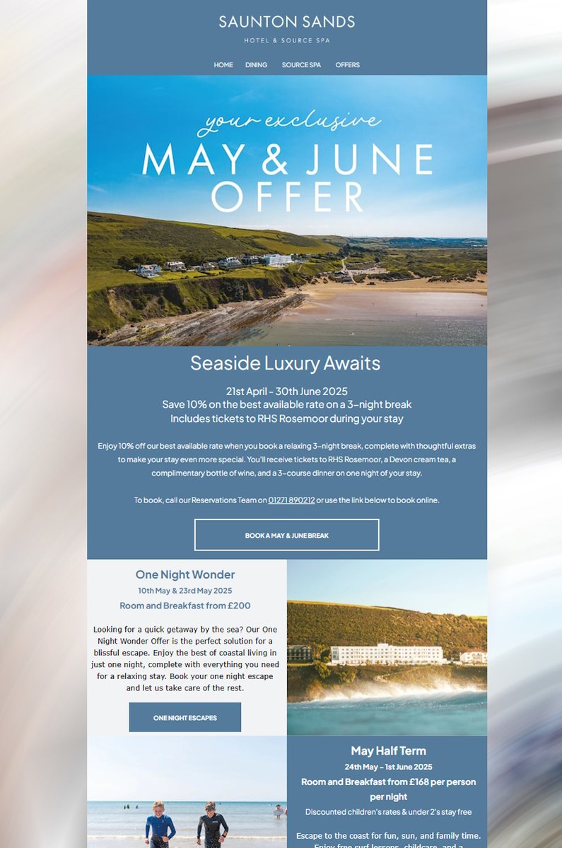 mailinspiration's tweet photo. Saunton Sands Hotel #emaildesign - https://t.co/gQOV08aDMd https://t.co/uLOFhumNZn