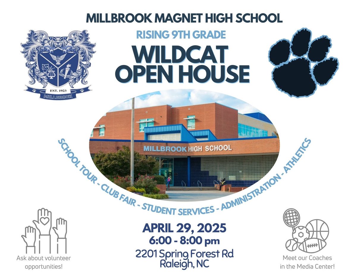 Rising 9th grade Ss &amp; their families, and any other “new to Millbrook” Ss/families, join us this Tuesday night, for Open House!