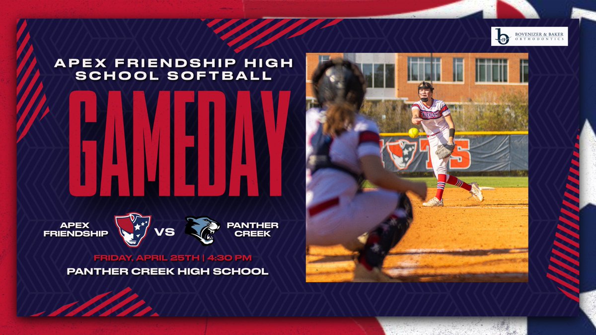Apex Friendship High School Athletics (@afpatathletics) on Twitter photo It’s GAMEDAY!!! Good luck to <a href="/AFHS_Softball/">AFHS Softball</a> as they take on Panther Creek today! Let’s go Pats! #PatFam #RepAFHS 🥎 It’s GAMEDAY!!! Good luck to <a href="/AFHS_Softball/">AFHS Softball</a> as they take on Panther Creek today! Let’s go Pats! #PatFam #RepAFHS 🥎
