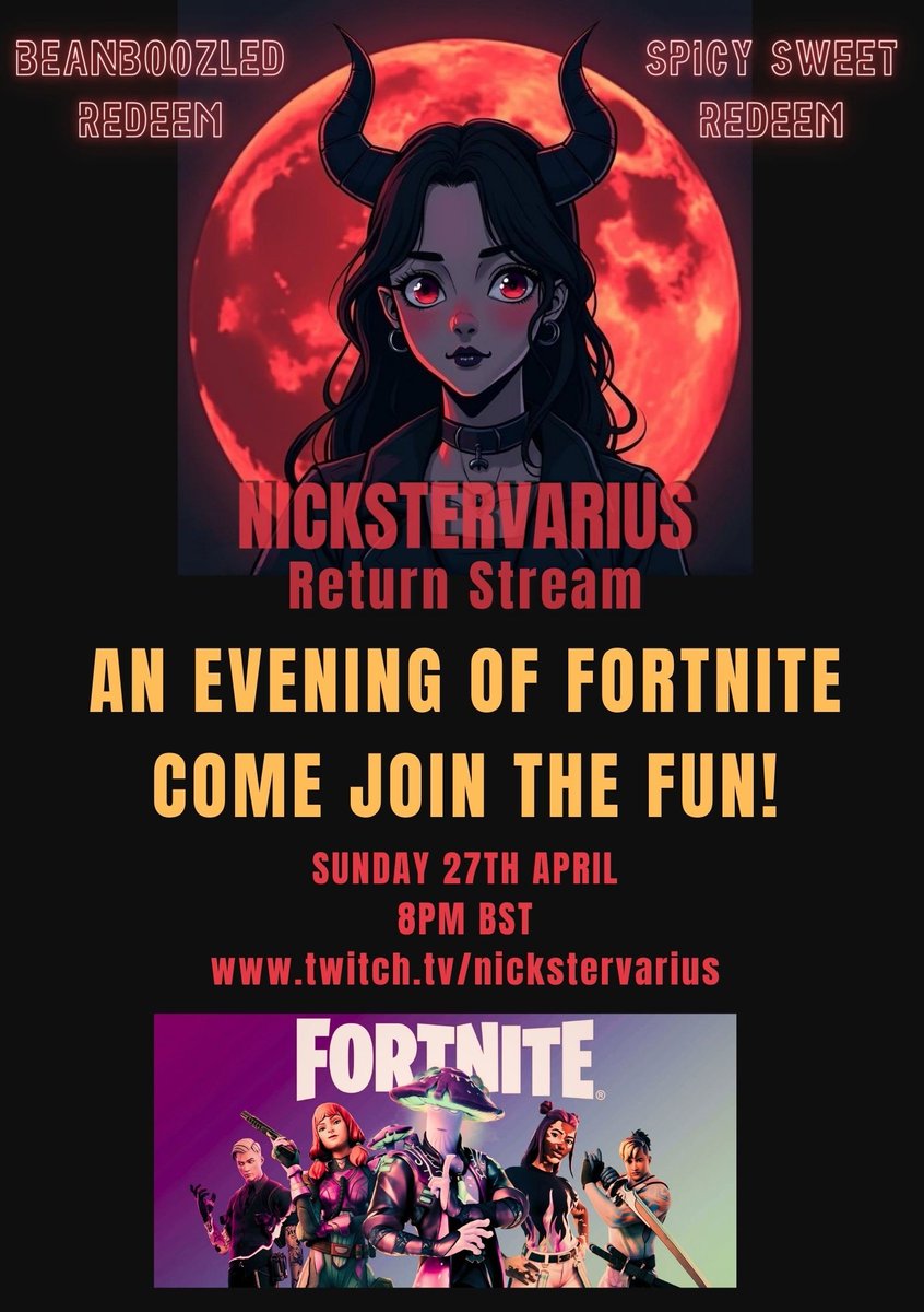 And here it is - Sunday night I return to Twitch after almost 2 away. Beyond nervous, but bring it on 🖤