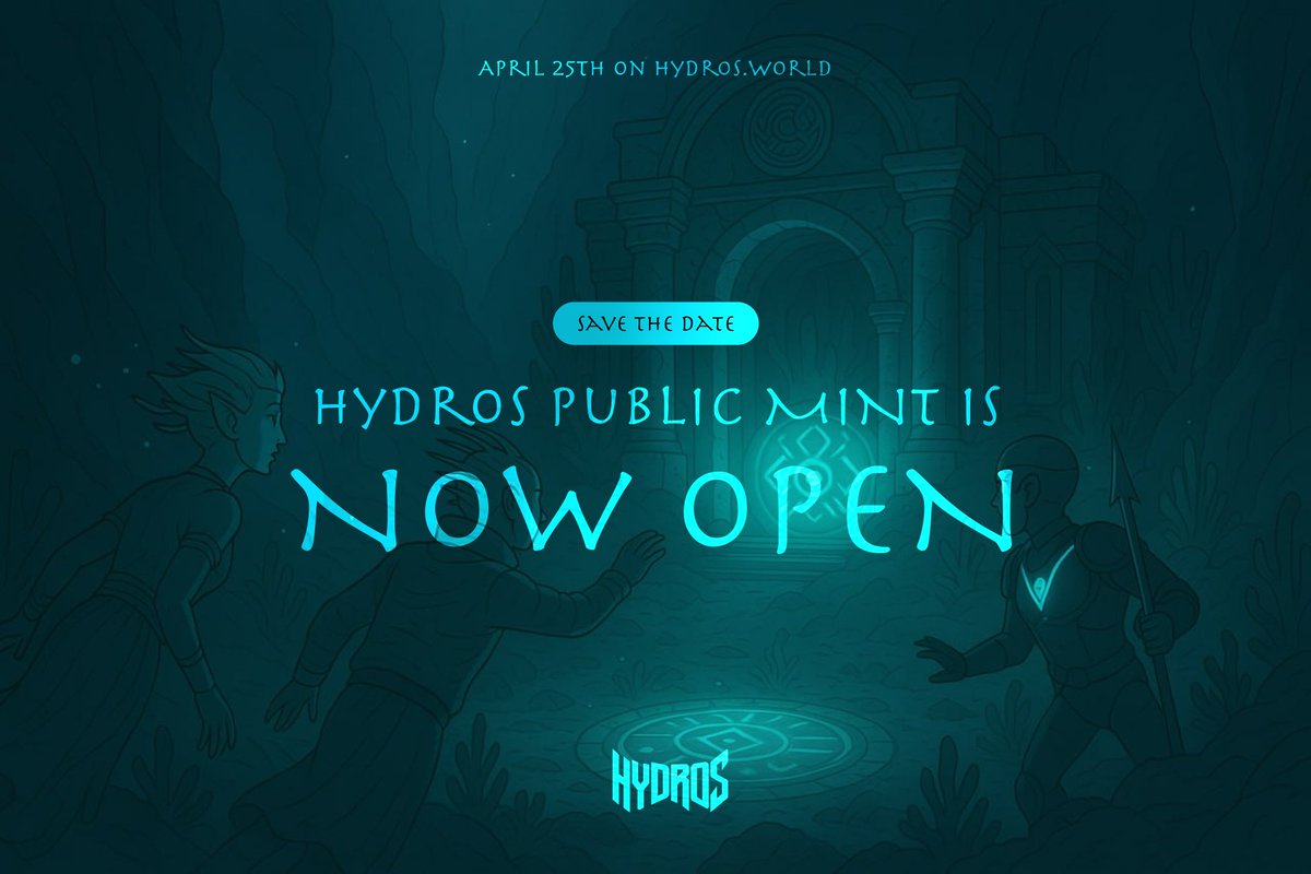 The Public Phase is now live with a Dutch Auction starting at 5 Hype and dropping to 0.5 Hype

🌊 hydros.world/mint

We’re thrilled to see your Hydros come to life.

Share your reveals on the timeline 💙👀