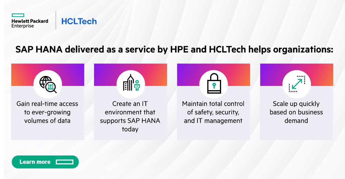 HPE_Alliances's tweet image. React faster to events that impact your business with real-time access to #data. Discover how #SAP HANA delivered as a service by @HPE and @HCLTech helps organizations maintain total control of IT security and management: hpe.to/601225Jym
#HPEAlliances