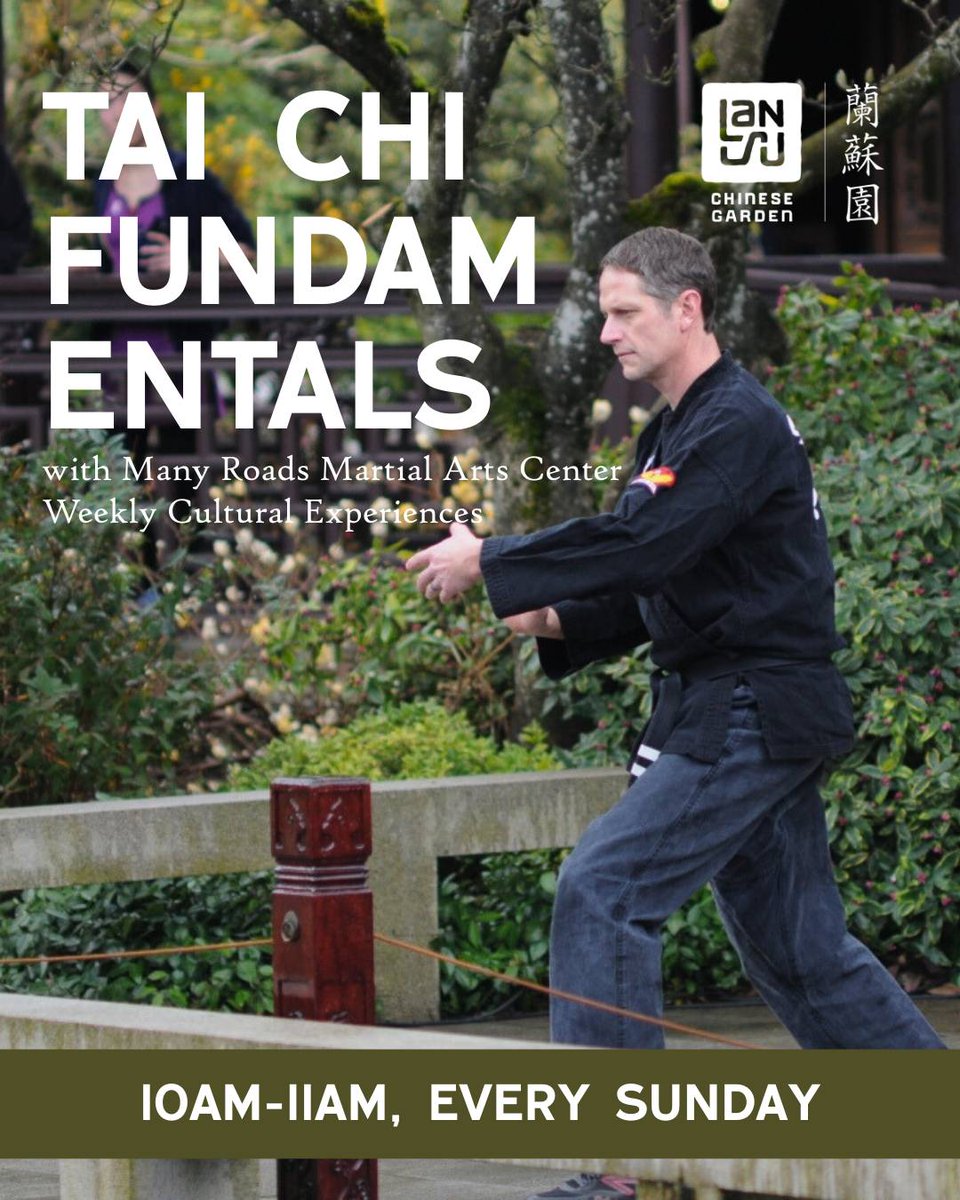 Tai Chi returns to Lan Su! 🪷Part of our Weekly Cultural Experiences series, join us on Sundays for an intro Tai Chi class by Many Roads Martial Arts Center.  

10–11AM | Sundays, April 27–October 26 Included with admission or membership. All levels welcome!