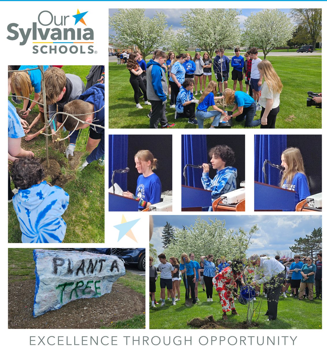 SylvaniaSchools's tweet photo. 🌳In recognition of Arbor Day, Timberstone 7th grade students planted saplings. Thank you to Mayor Frye, @SuptSylvania, and the Sylvania Tree Commission for participating in the Arbor Day program. #treecity #ArborDay #outsidetheclassroom #opportunitites https://t.co/HwehJjU4oK