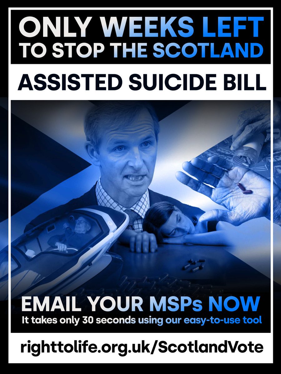 🔵ACTION ALERT (Scotland): Ask your MSPs to vote NO to the McArthur assisted suicide Bill!

Email your MSPs now - it takes just 30 seconds!
👉 righttolife.org.uk/uq05

The vote is in May. The Bill can be defeated. Every email makes a difference.