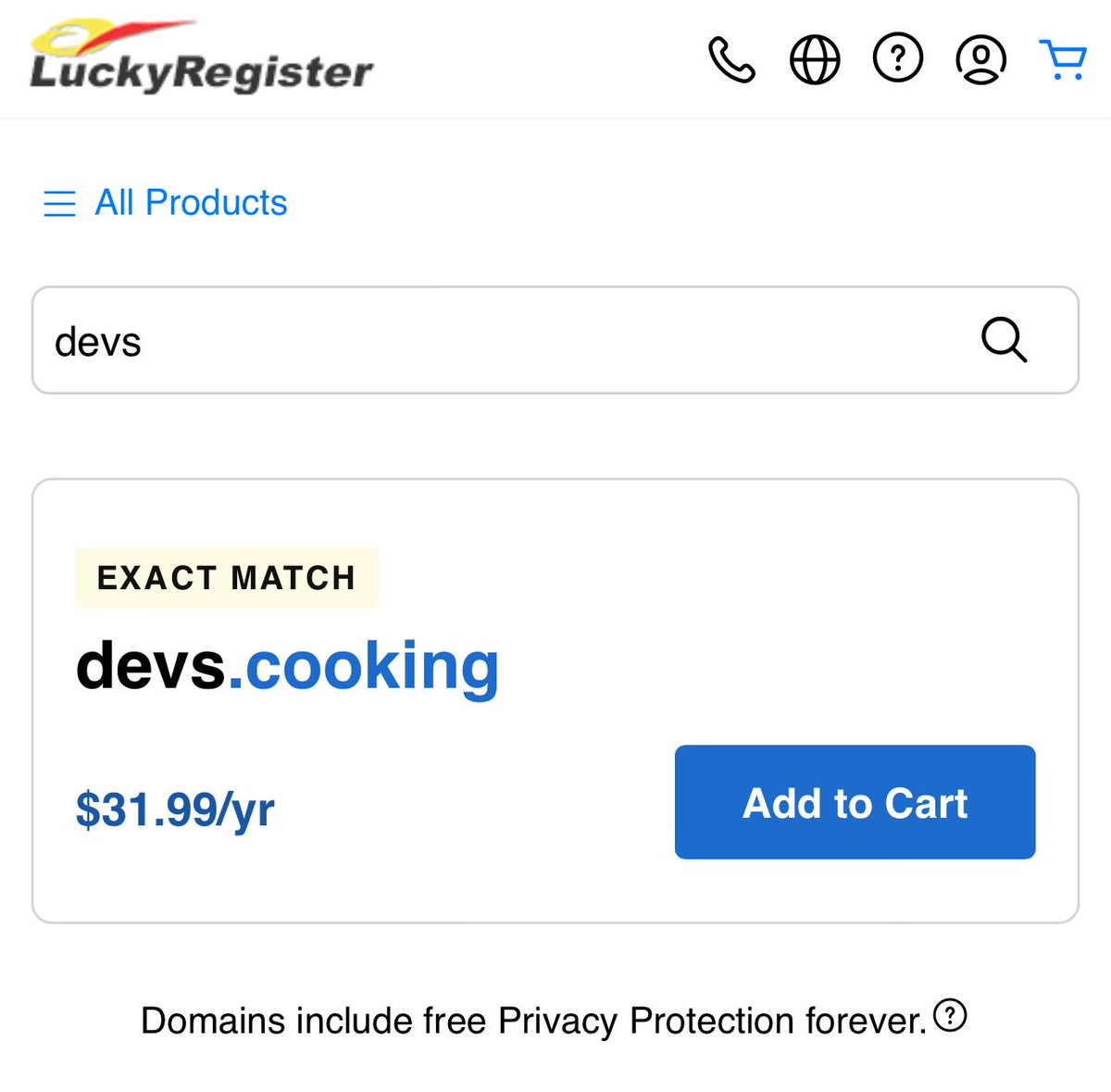 .cooking domains are available, btw