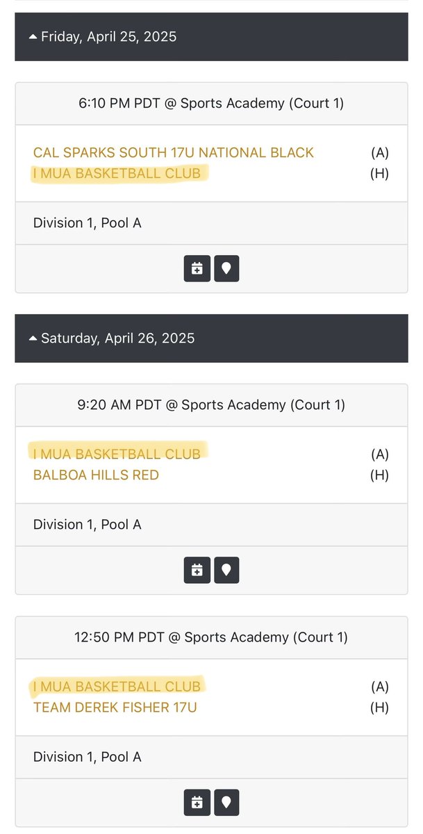 Schedule for junior guard <a href="/CaydenParado_12/">Cayden Parado</a> at the EOT Spring SoCal Showcase 🏀