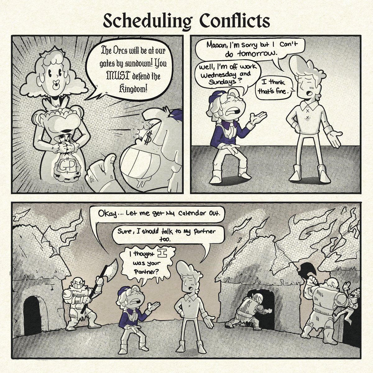 The orc invasion will have to wait, I have Pilates that day. #dungeonsanddragons