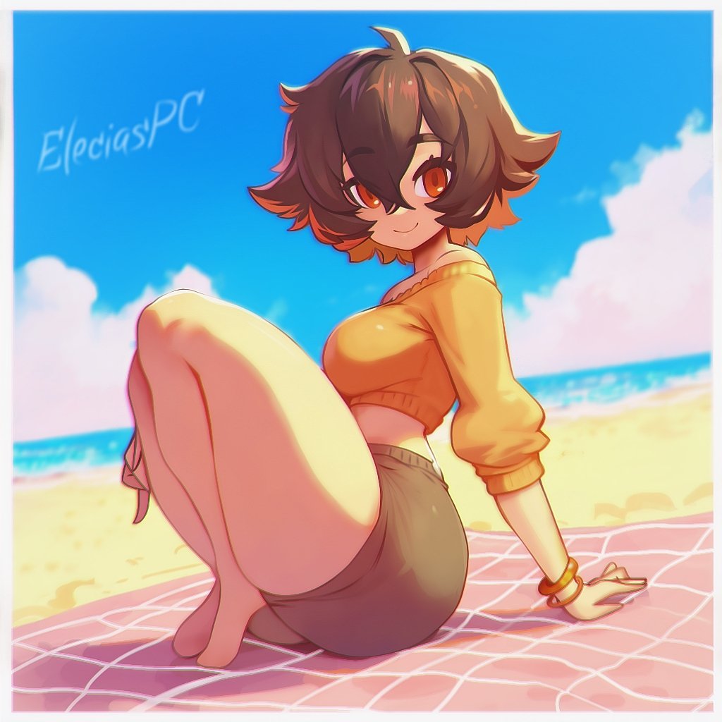 EleciasPC's tweet image. "Angie on the beach" Drawing done in a hurry