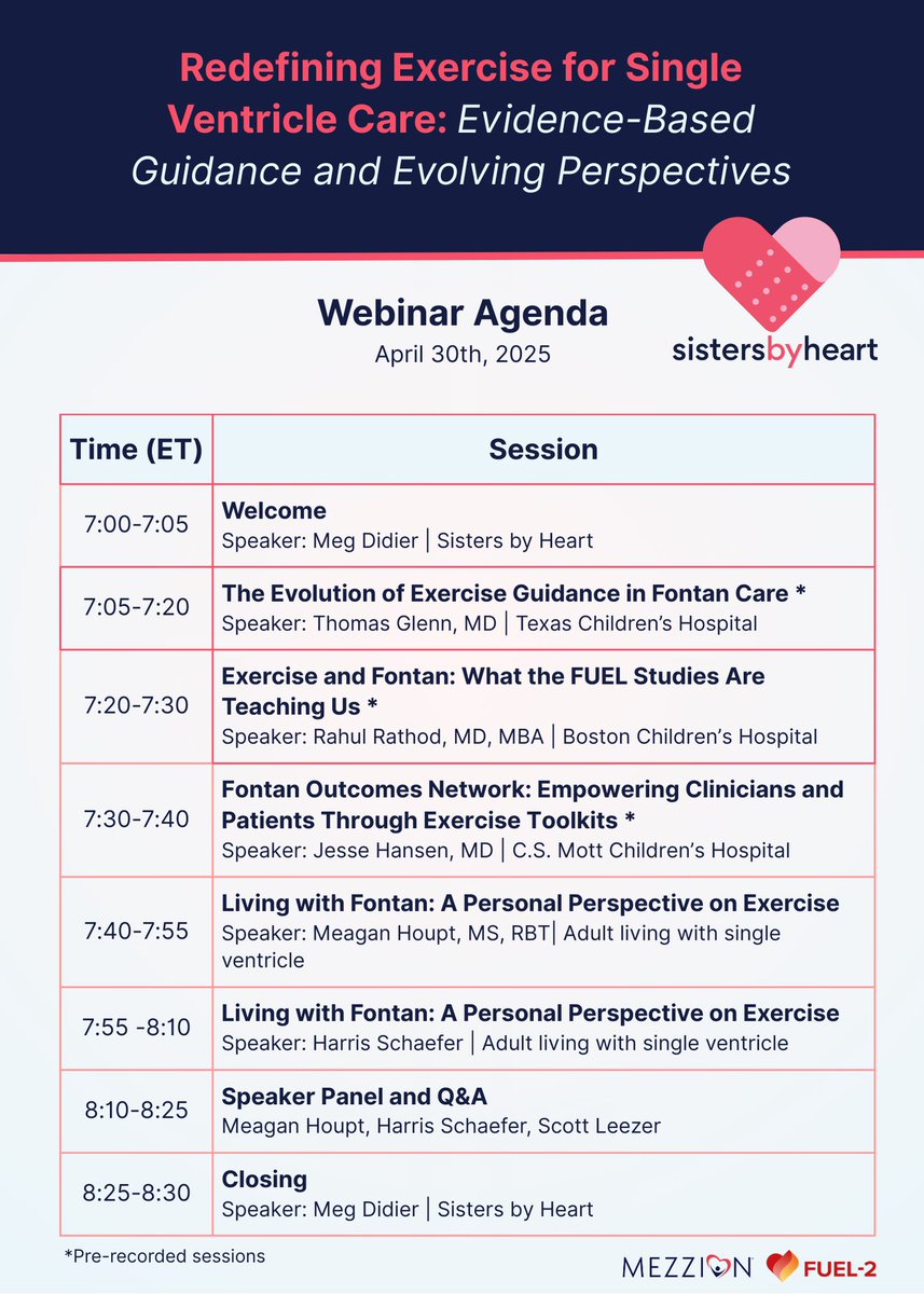 Join Sisters by Heart for a special webinar on Wed. 4/30, featuring a presentation from Jesse Hansen, MD about the FON Physical Activity &amp; Exercise QI Project and how physical activity is being redefined for those living with SVHD. Visit docs.google.com/forms/d/e/1FAI… to register!