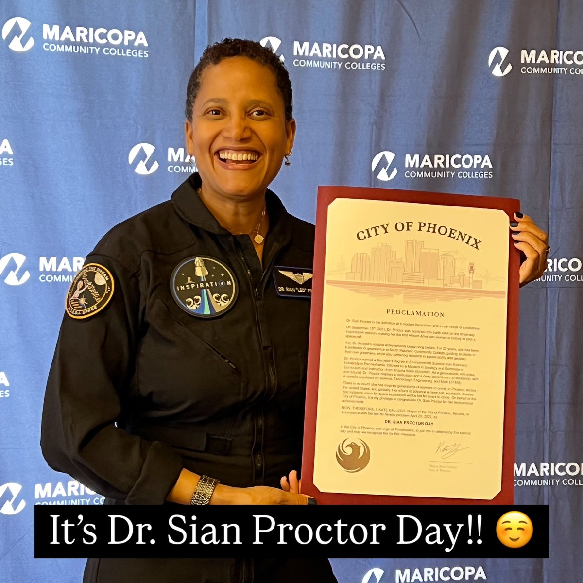 Dr. Sian “Leo” Proctor (@drsianproctor) on Twitter photo April 25th is Dr. Sian Proctor Day!!
So honored to have my own Dr. Sian Proctor Day with the <a href="/CityofPhoenixAZ/">City of Phoenix, AZ</a>!! ❤️🚀 April 25th is Dr. Sian Proctor Day!!
So honored to have my own Dr. Sian Proctor Day with the <a href="/CityofPhoenixAZ/">City of Phoenix, AZ</a>!! ❤️🚀