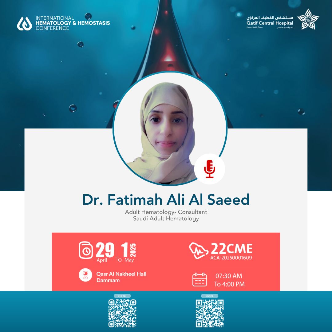 AfaqLms's tweet image. What’s happening in Hemostasis at #IHHC2025?
Meet our Saudi Experts 🇸🇦👇

🩸Dr. Zahra Albasara – sharing the fundamentals of hemostasis from KSA
🩸Dr. Abbas Alabulatif – guiding us through the approach to a bleeding child
🩸Dr. Tariq Owaidha – highlighting key diagnostic pitfalls…