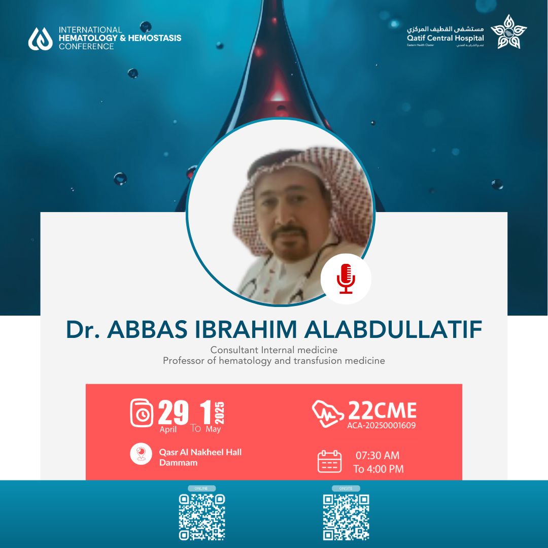 AfaqLms's tweet image. What’s happening in Hemostasis at #IHHC2025?
Meet our Saudi Experts 🇸🇦👇

🩸Dr. Zahra Albasara – sharing the fundamentals of hemostasis from KSA
🩸Dr. Abbas Alabulatif – guiding us through the approach to a bleeding child
🩸Dr. Tariq Owaidha – highlighting key diagnostic pitfalls…