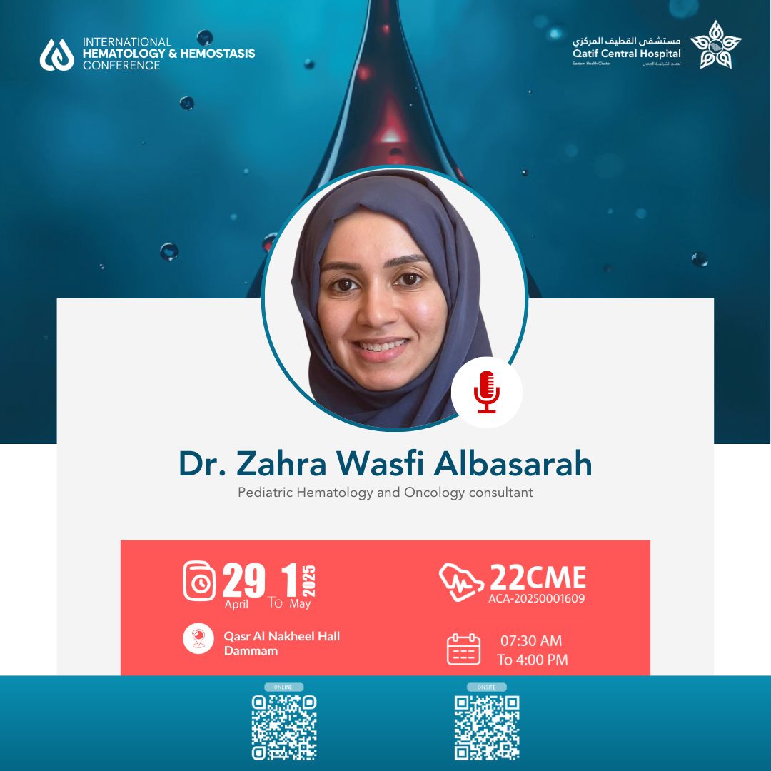 AfaqLms's tweet image. What’s happening in Hemostasis at #IHHC2025?
Meet our Saudi Experts 🇸🇦👇

🩸Dr. Zahra Albasara – sharing the fundamentals of hemostasis from KSA
🩸Dr. Abbas Alabulatif – guiding us through the approach to a bleeding child
🩸Dr. Tariq Owaidha – highlighting key diagnostic pitfalls…