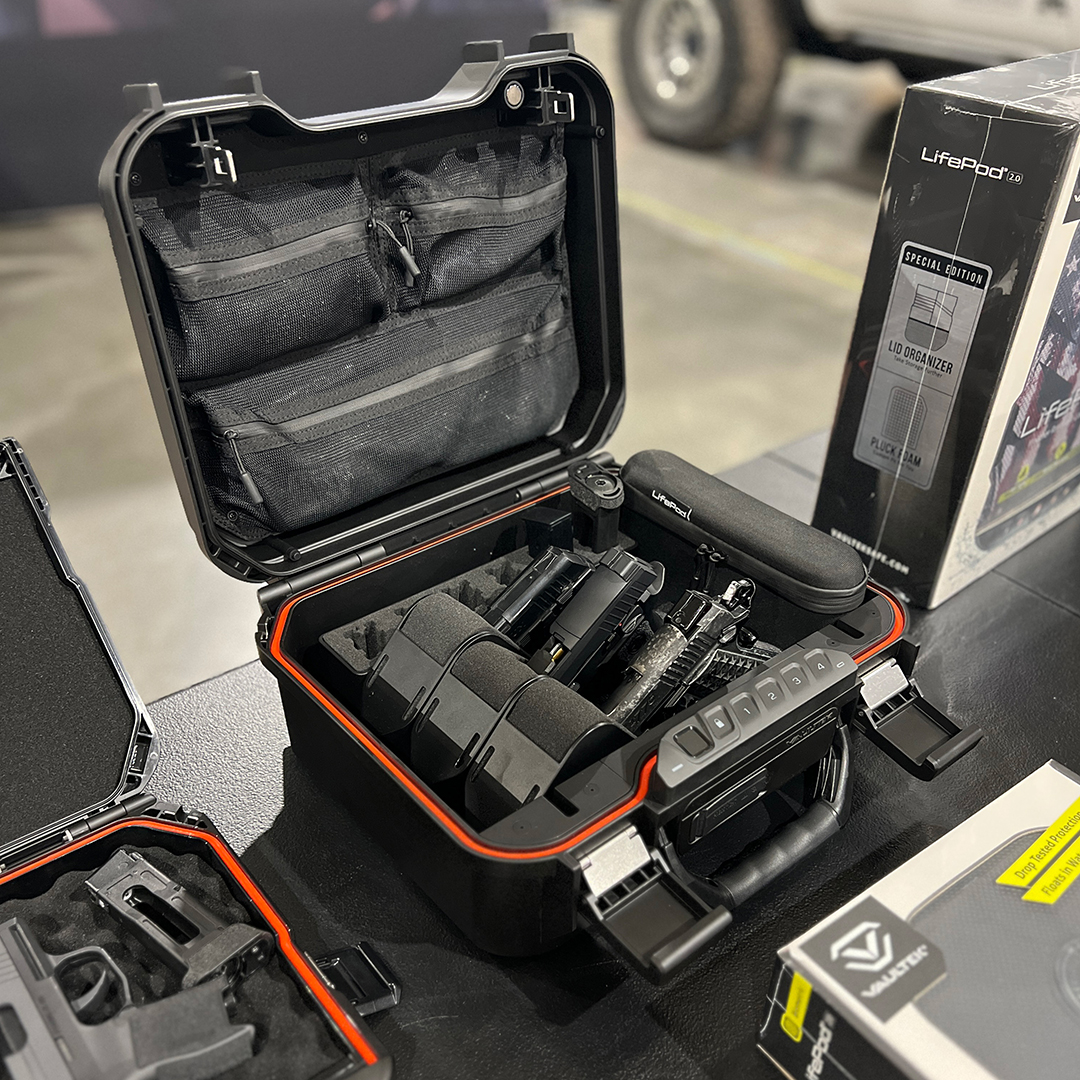 Locked in and adventure-ready. The #Vaultek #Jeep at the Moore Expo with a LifePod XT on the rear rack and 20/VT Series safes mounted under the seats for secure, quick-access storage.⁠

This is next-gen protection for the #overland lifestyle-tough, smart, and built for the wild