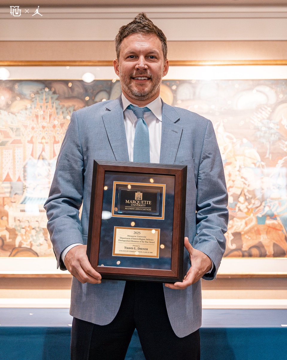MarquetteMBB's tweet photo. Last night, @DienerTravis was honored as the @muathletics Distinguished Alumnus of the Year.

Congrats, Travis!

#MUBB | #WeAreMarquette https://t.co/eNLXYrYT8r