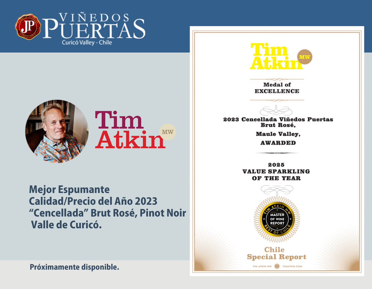 Con mucho agrado compartimos con ustedes una nueva distinción obtenida en el Reporte Chile 2025 del reconocido crítico británico Tim Atkin MW. Su tradicional sección “El Podio”, destaca a los mejores vinos de la escena vitivinícola Chilena, reconociendo el talento, la innovación