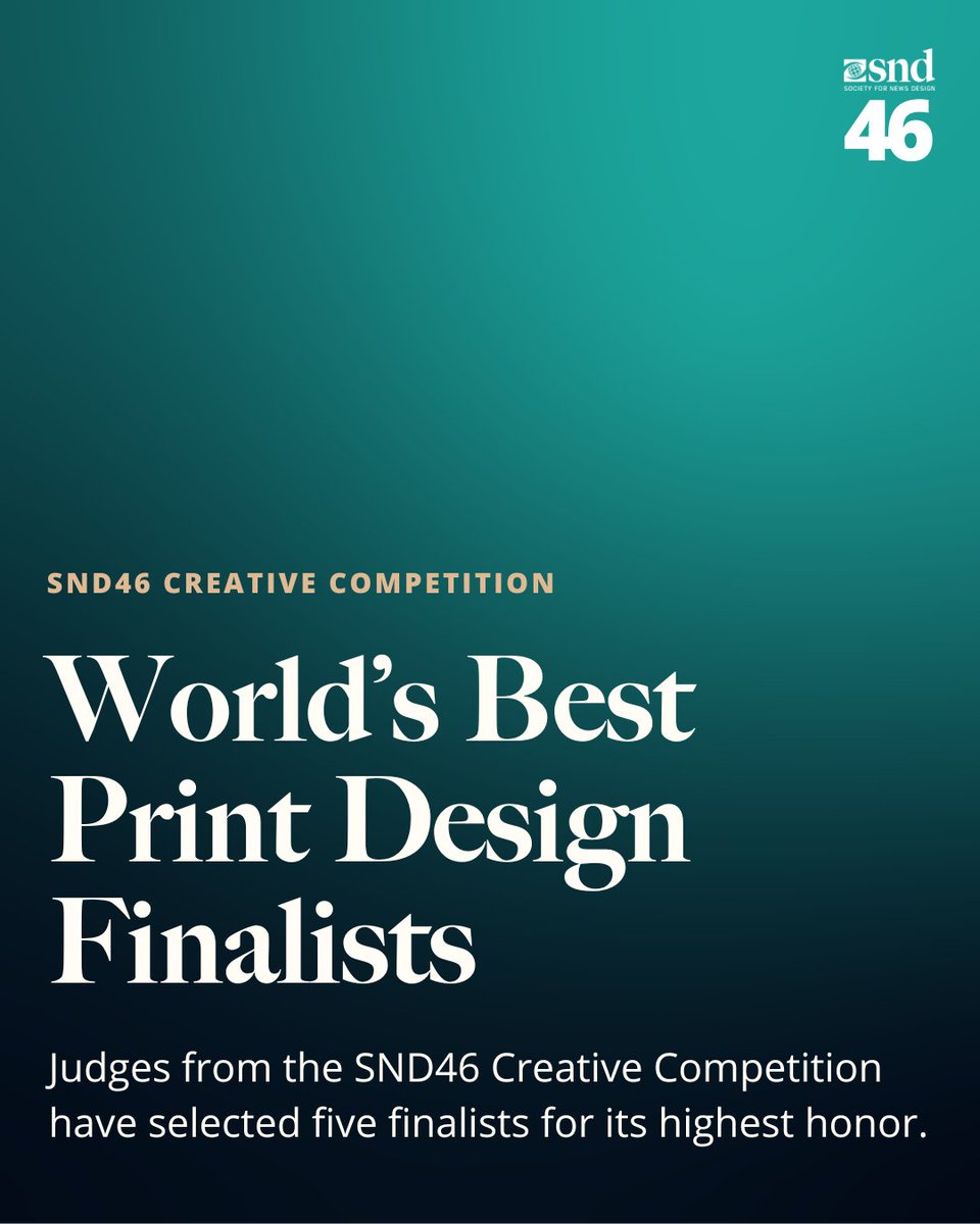 Society for News Design (@snd) on Twitter photo A panel of six judges from the Society for News Design’s 46th Creative Competition has selected the <a href="/StarTribune/">The Minnesota Star Tribune</a>, <a href="/el_pais/">EL PAÍS</a>, <a href="/volkskrant/">de Volkskrant</a>, <a href="/POLITICOEurope/">POLITICOEurope</a> and <a href="/DIEZEIT/">DIE ZEIT</a> as finalists for World’s Best Designed Newspaper. #SND46
Read the full announcement at snd.org/the-society-fo… A panel of six judges from the Society for News Design’s 46th Creative Competition has selected the <a href="/StarTribune/">The Minnesota Star Tribune</a>, <a href="/el_pais/">EL PAÍS</a>, <a href="/volkskrant/">de Volkskrant</a>, <a href="/POLITICOEurope/">POLITICOEurope</a> and <a href="/DIEZEIT/">DIE ZEIT</a> as finalists for World’s Best Designed Newspaper. #SND46
Read the full announcement at snd.org/the-society-fo…