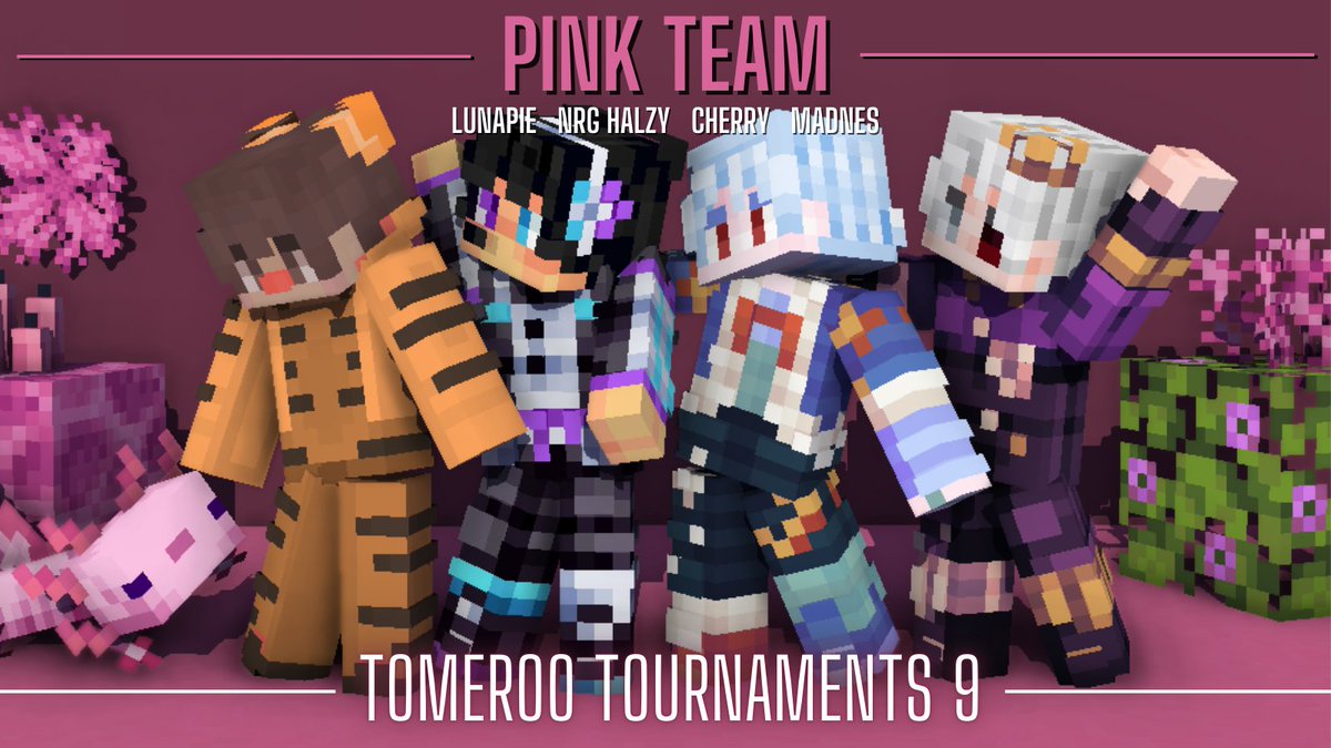 Introducing Pink Team!

<a href="/Lunapie20011/">Lunapie</a> <a href="/halzywow/">halzywow</a> <a href="/Cherryyy__05/">Cherry</a> <a href="/Madnes___/">Madnes 🍉</a> 

Watch them play in Tomeroo Tournaments 9 on Sunday 4th May at 7PM BST!