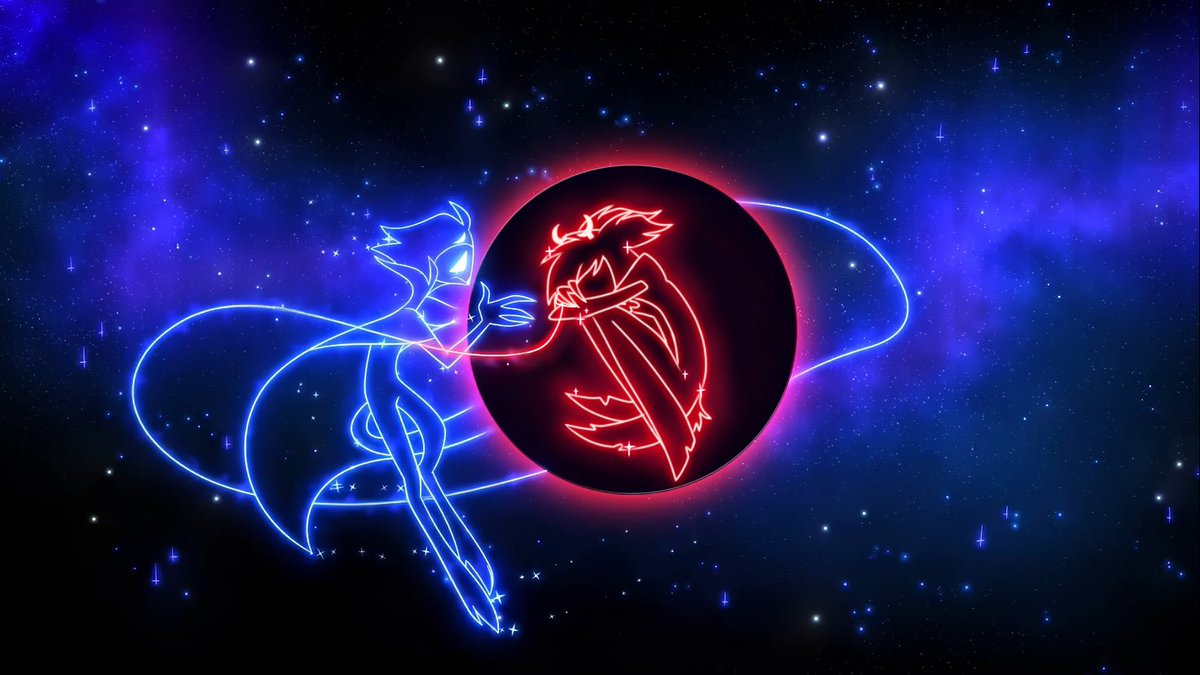 HelluvaShips's tweet photo. 🩷🫧

Kat also did this beautiful edit. 
💙✨❤️

[#HazbinHotel #HelluvaBoss #Alastor #Stolas #Stolastor #SongBird #Edit #RarePair] https://t.co/0nc3SfB9BR