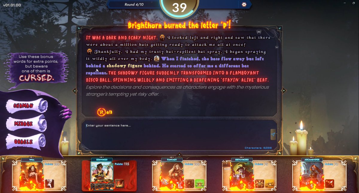 Biggest Update Yet! 🖊️

In our latest Write Warz update, we’ve added:

A full new mode: Round Robin, where you build a story sentence-by-sentence with strangers (or friends)

A brand new plot point in Horror: The Mysterious Stranger… choose your words wisely.

Major polish and