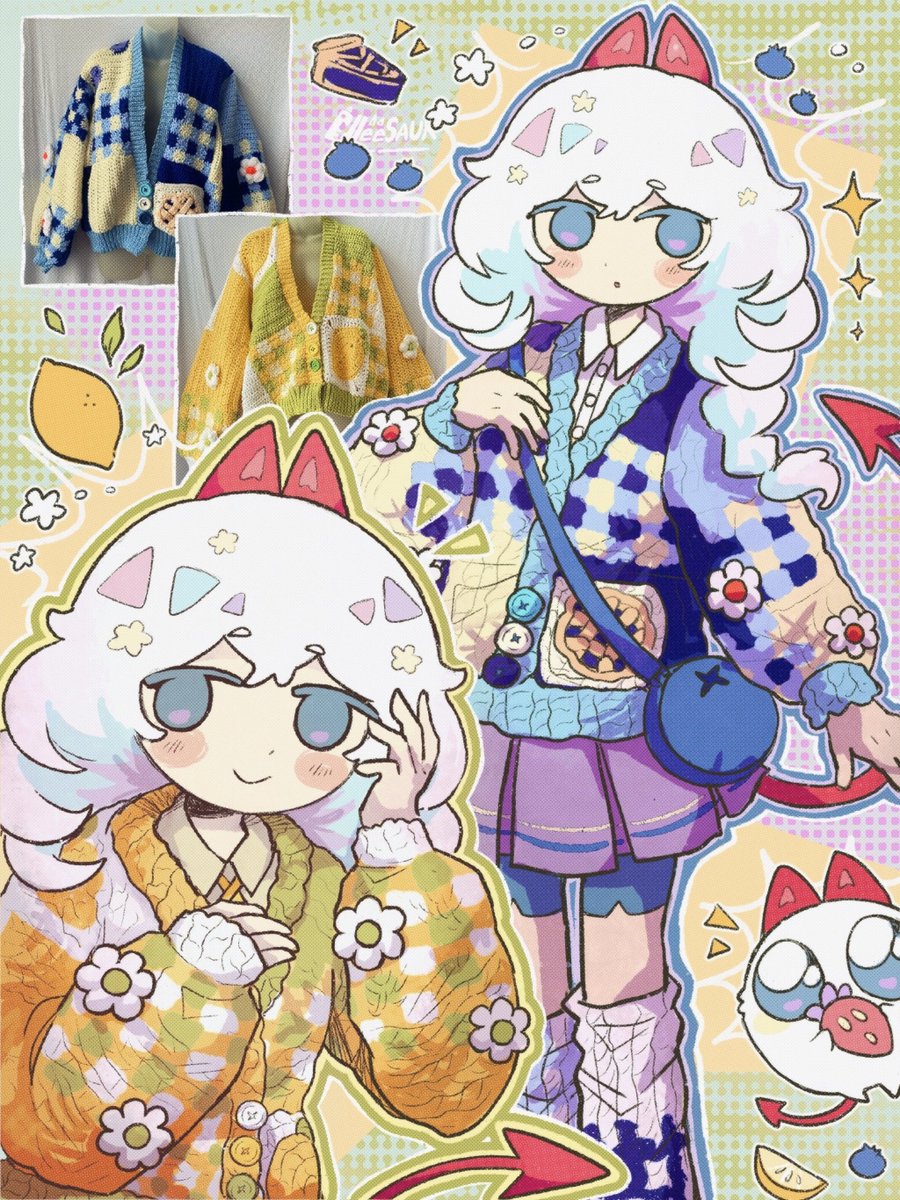 [ #oc ] berry cake in crochetbybu cardigans 🫐🍋