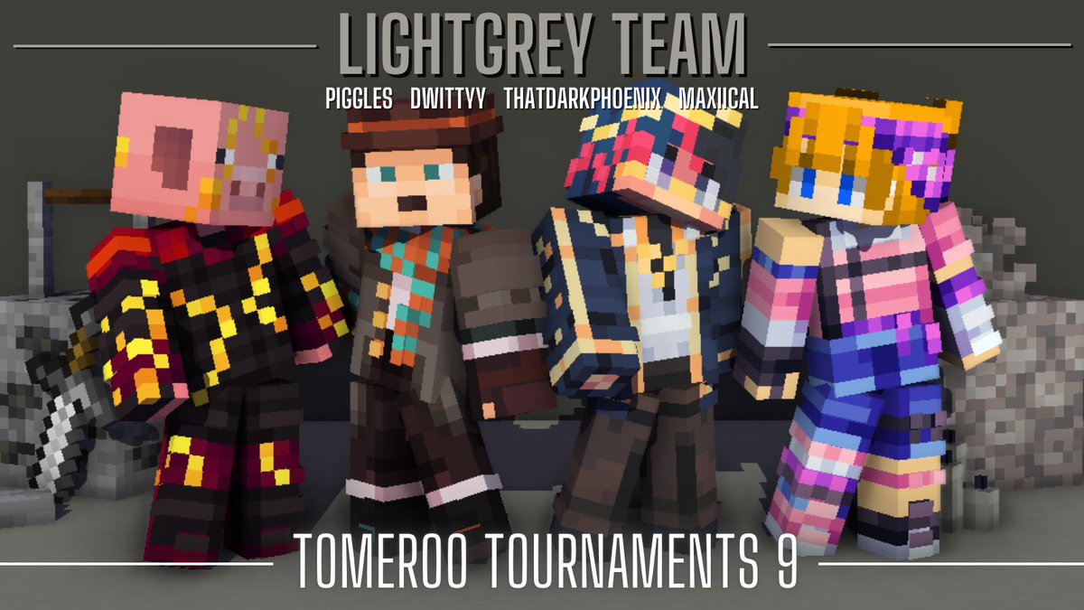 Introducing Light Grey Team!

<a href="/ItzIgglePiggles/">Piggles</a> <a href="/DavidDwittyy/">David</a> <a href="/ThatDarkPenix/">Dark/Callum 🌙💜</a> <a href="/Maxiiical/">Max</a> 

Watch them play in Tomeroo Tournaments 9 on Sunday 4th May at 7PM BST!