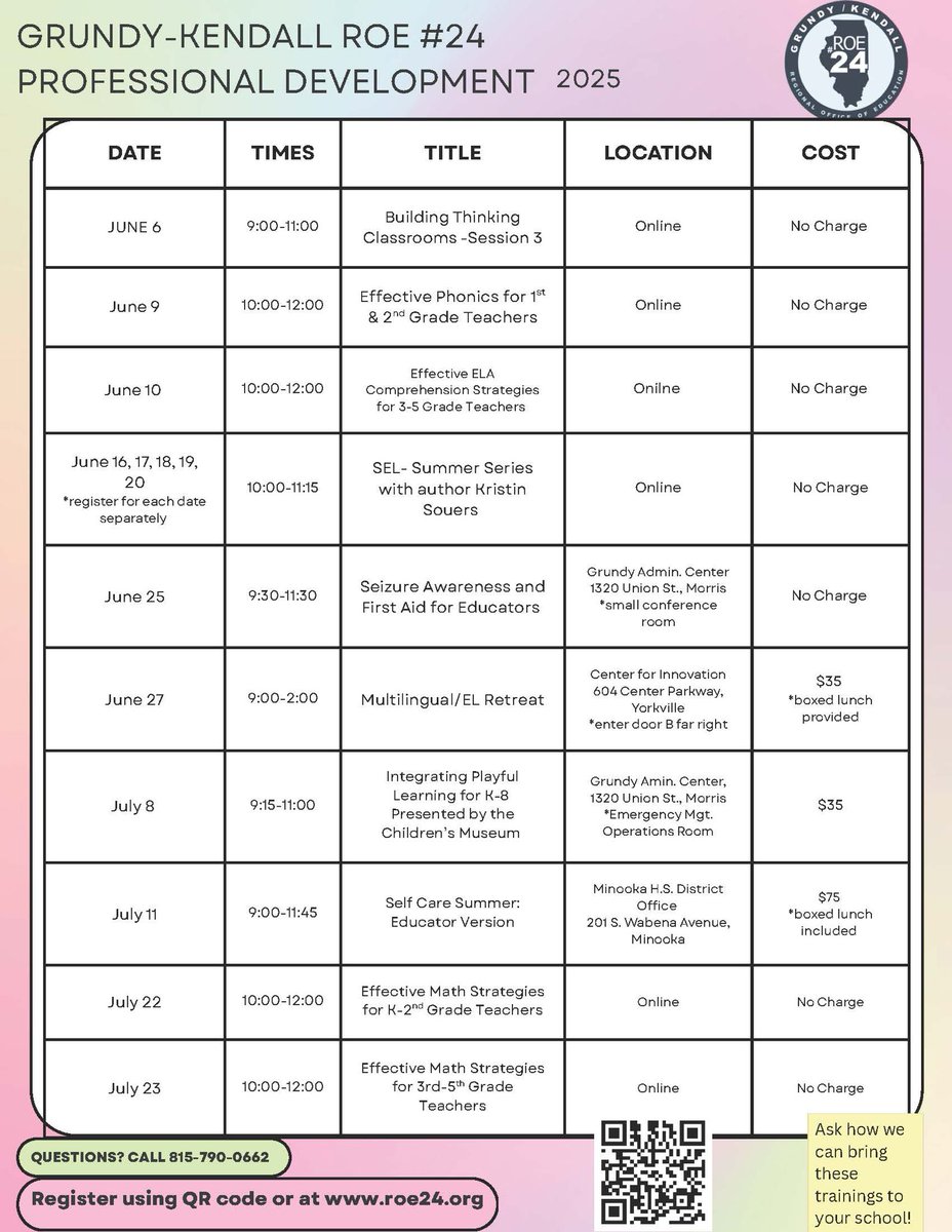 ROE24 Summer PD calendar just dropped! Saving you a seat this summer. ☀️ 💻 🗣️ roe24.org/Registration/W… ⁦<a href="/ssenffner/">shelley senffner</a>⁩  ⁦<a href="/HBrenczewski/">Hallie Brenczewski</a>⁩  #GrundyKendall