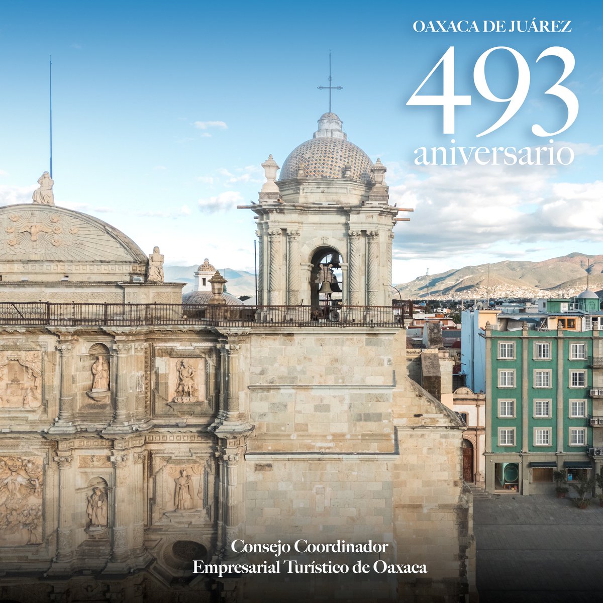 coceturoaxaca's tweet photo. ¡Hoy celebramos el 493 aniversario de la fundación de la ciudad de Oaxaca!
Una tierra que es orgullo de México y del mundo, Sigamos honrando este Patrimonio de la Humanidad con amor, respeto y compromiso.
Hoy, como todos los días, ¡es un privilegio ser de Oaxaca! 
#COSETURoaxaca https://t.co/GDfVmdWEKU