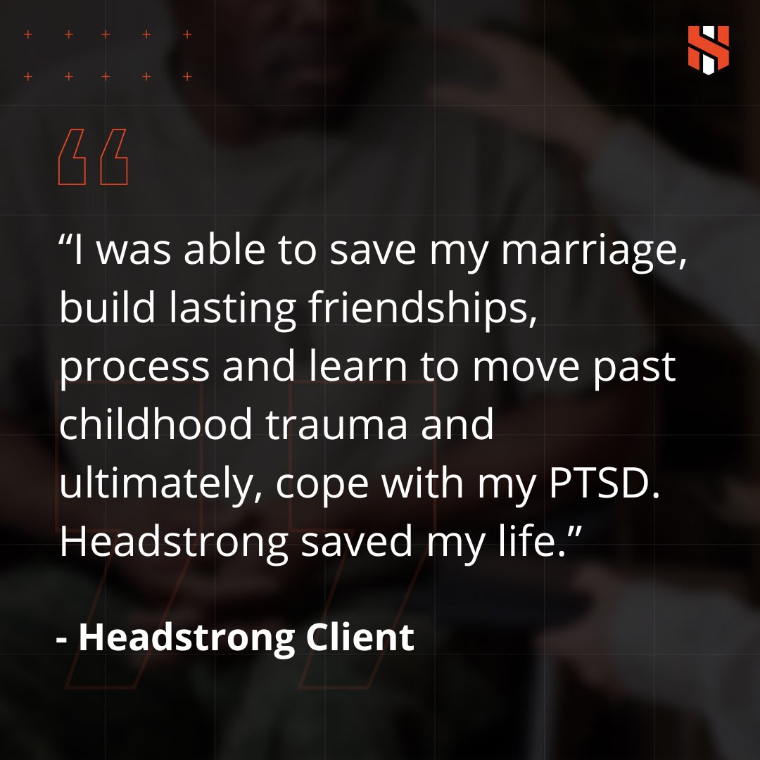“Headstrong saved my life.” Through trauma-focused care, one veteran was able to:

• Save their marriage
• Build lasting friendships
• Heal childhood trauma
• Learn to live with PTSD

This is what healing looks like.

🔗 theheadstrongproject.org/get-help/

#PTSD #VeteranSupport