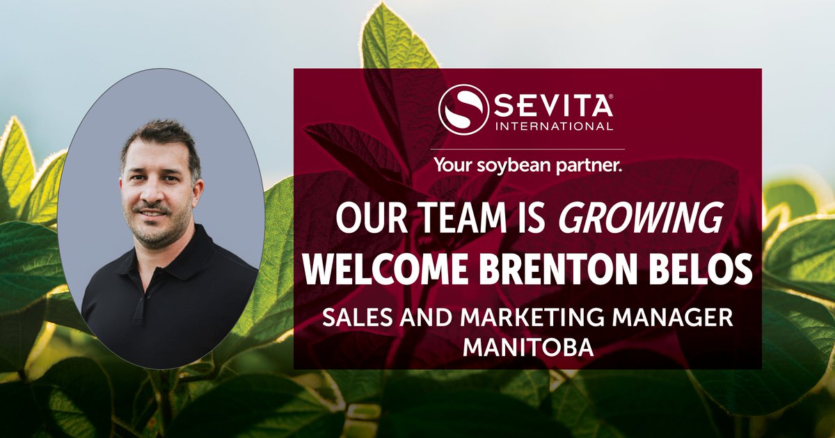 Welcome <a href="/brentonbelos/">Brenton Belos</a> to the Sevita Soybean Squad! Brenton joins the team in Manitoba as the Sales and Marketing Manager.👋sevita.com/our-team