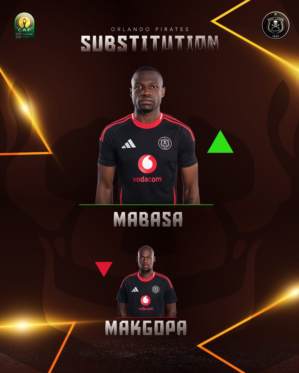 ♻️ 88' Sub | <a href="/pyramidsfc/">Pyramids FC</a> 3 - 2 <a href="/orlandopirates/">Orlando Pirates</a> [ Agg: 3 - 2]

🟢 Radiopane
🔴 Xoki
🟢 Mabasa 
🔴 Makgopa

⚫️⚪️🔴⭐️
#MatchDay
#TotalEnergiesCAFCL 
#OrlandoPirates
#OnceAlways
