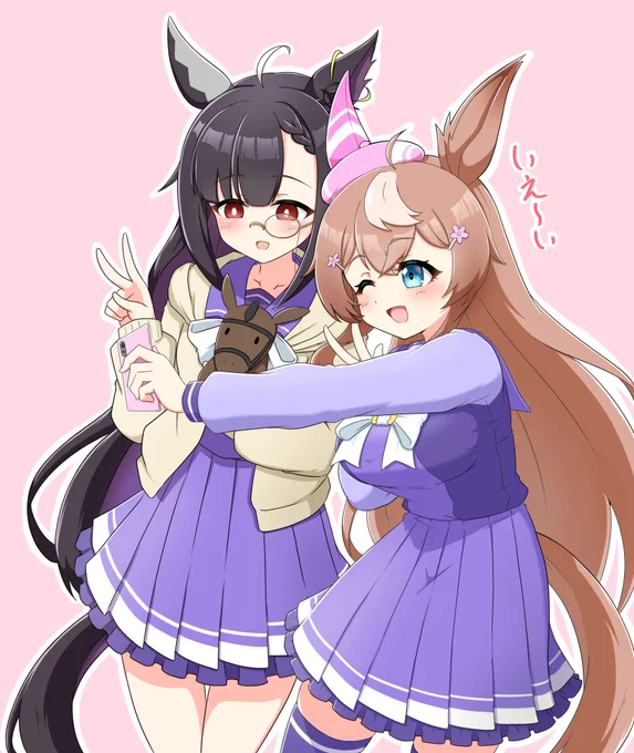 うちの子アズニャンとMiyaさん()のところのオリウマちゃんのヤミチャンを描かせていただきました! 