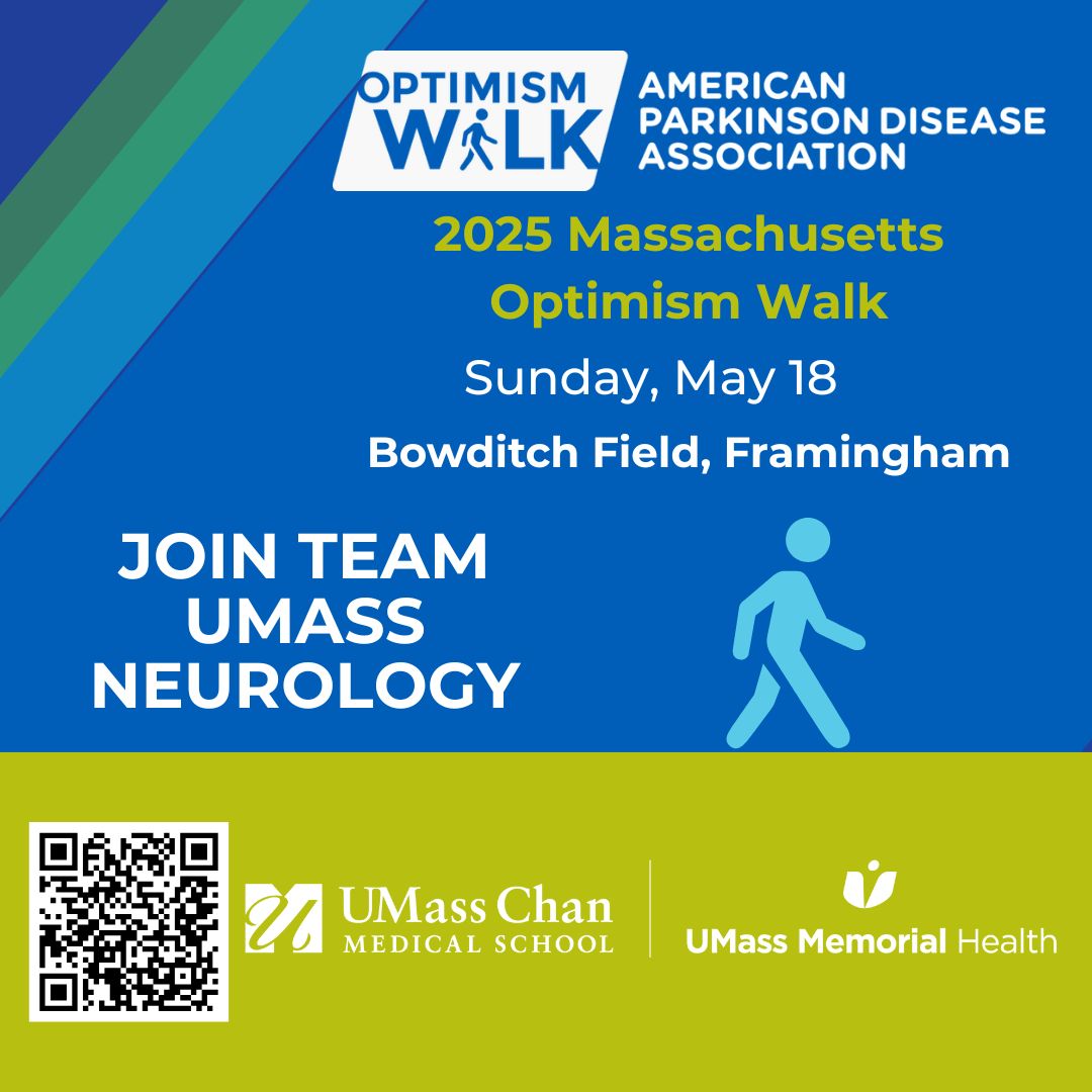 UMassChanNeuro's tweet image. We can make a difference one step at a time. Join Team UMass Neurology on May 18, 2025, for the Optimism Walk by the American Parkinson Disease Association. #neurology #parkinsons #OptimismWalk @draninditadeb