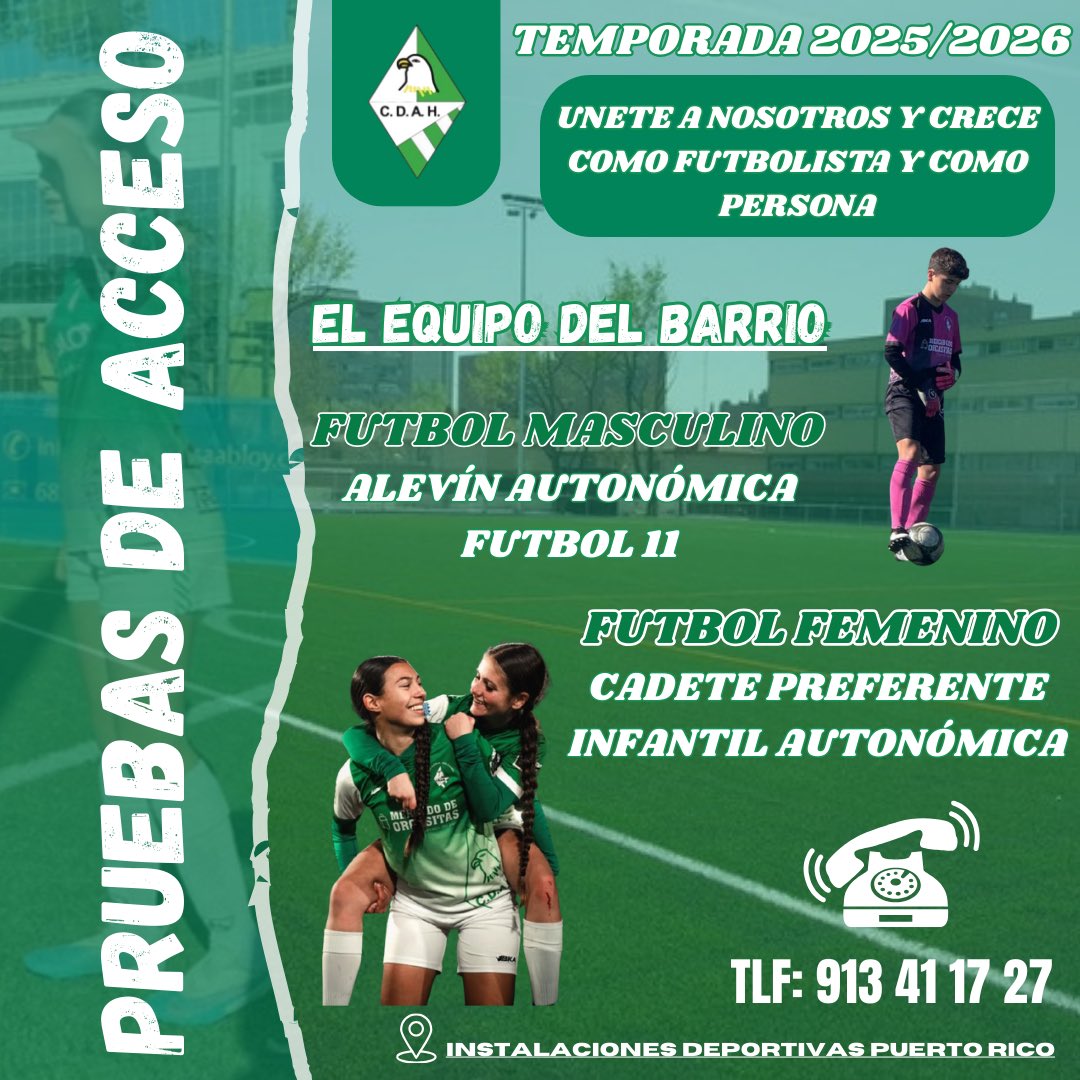 𝐏𝐑𝐔𝐄𝐁𝐀𝐒 𝐃𝐄 𝐀𝐂𝐂𝐄𝐒𝐎⚽️💚

Únete a nosotros y crece como futbolista y como persona🔝🔝

#vamosalzola #elequipodelbarrio