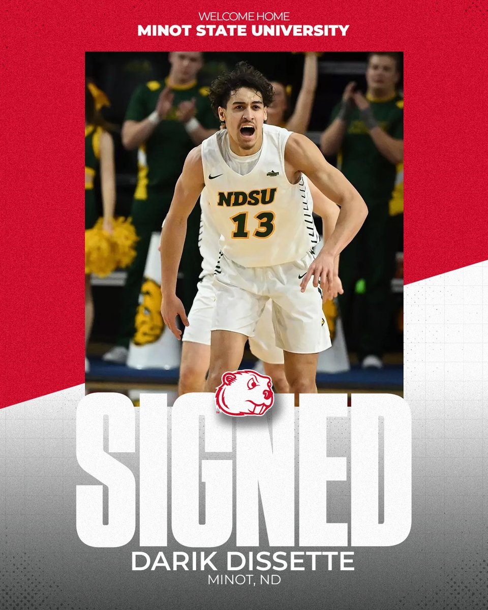 Minot State Men's Hoops (@msubeaversmbb) on Twitter photo It's Official✍
Darik Dissette
6'4 Guard
Minot, ND
Welcome back to the Magic City, <a href="/Darik_Dissette/">Darik Dissette</a>
#DITD || #ONETEAM ||🔴⚪️🦫 It's Official✍
Darik Dissette
6'4 Guard
Minot, ND
Welcome back to the Magic City, <a href="/Darik_Dissette/">Darik Dissette</a>
#DITD || #ONETEAM ||🔴⚪️🦫
