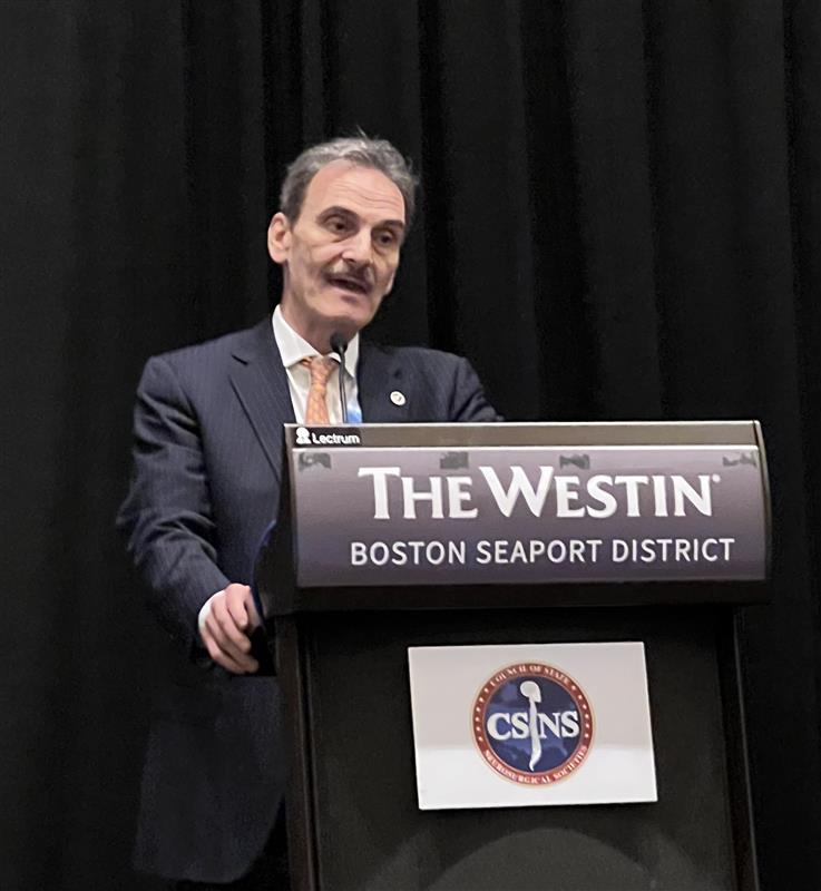 Dr. Morcos gives AANS Presidential address at <a href="/councilsns/">CSNS</a> #AANS2025