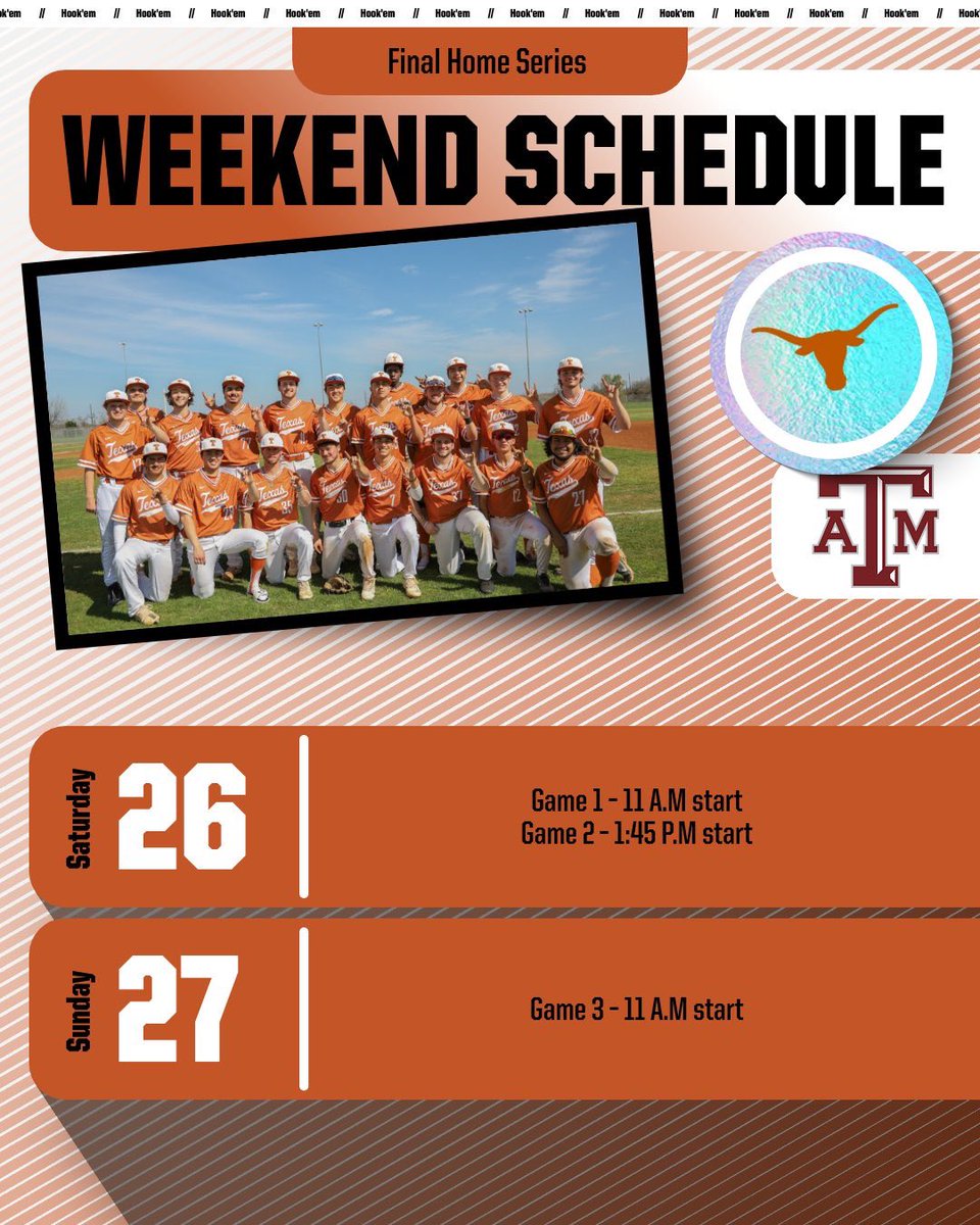 All games will take place at Lehman High school. We look forward to seeing ya’ll out there 🤘
#hookem