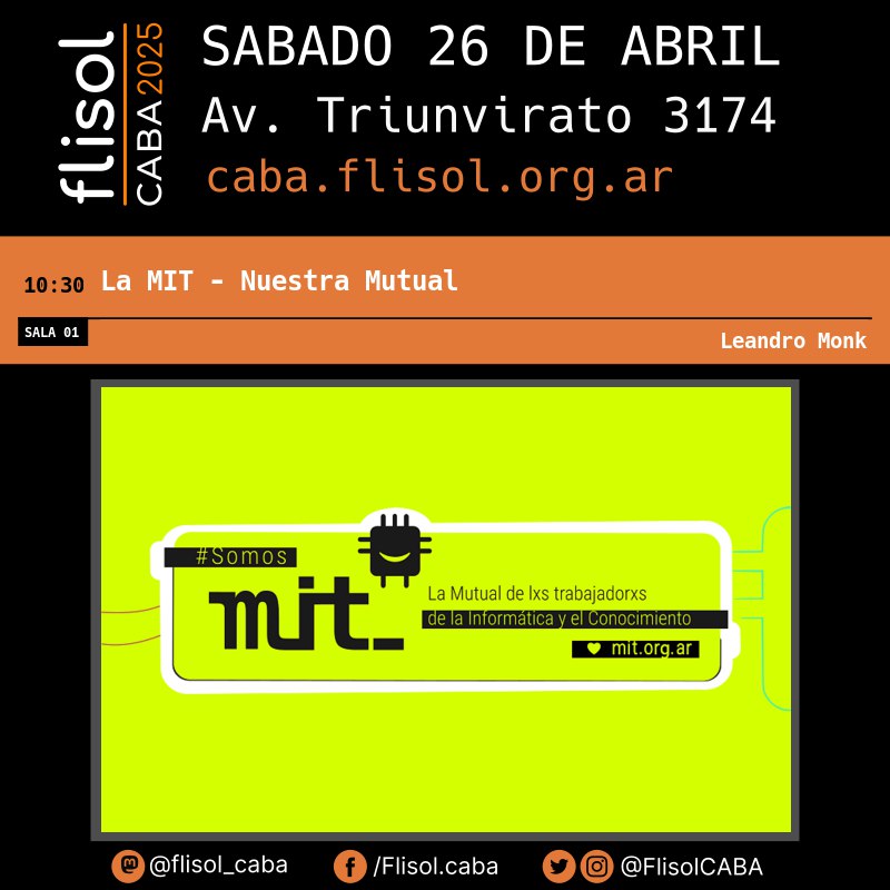 Mañana sábado 26/04 es el #FLISOL2025. Podes encontrar a varies socies de gcoop dando charlas en el <a href="/FlisolCABA/">Flisol CABA</a> que se hace en <a href="/UTNinspt/">utn-inspt</a> Av. Triunvirato 3174. Registrate y mira la agenda en caba.flisol.org.ar.