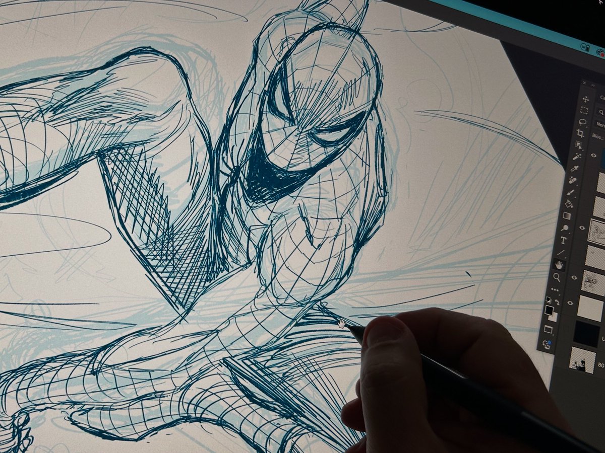 Today. Wip. #Marvel #UltimateSpiderMan #sketching #pencils #comics #work #SpiderMan #MarcoChecchetto