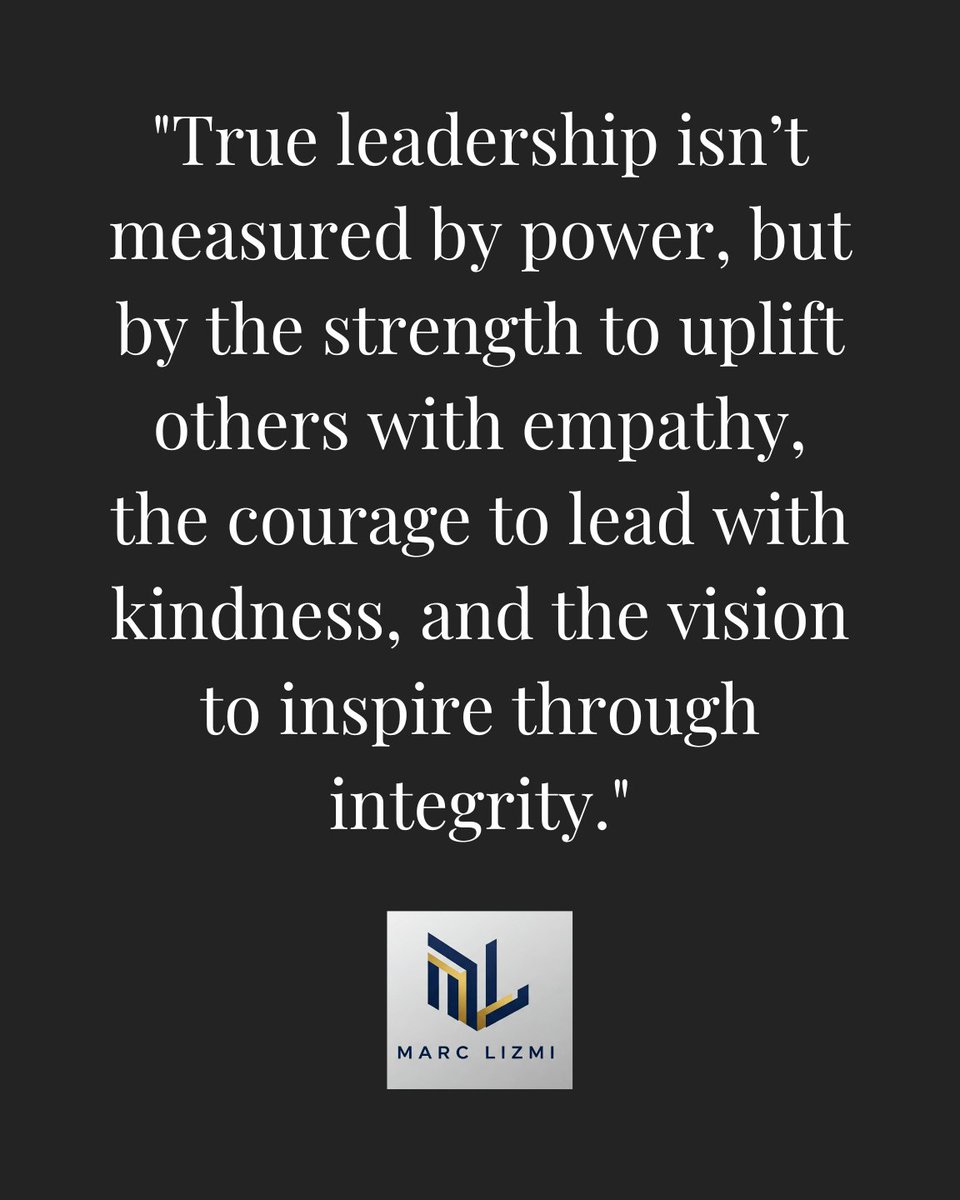 The best leaders don’t lead with power — they lead with empathy, courage, and integrity.

What trait defines great leadership for you?

Follow me for more insights: linkedin.com/in/marclizmi/

#Leadership #workplace #empathy