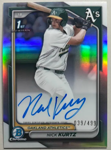 Nick Kurtz Refractor Auto /499 - $290 shipped. Will trade for Tyler Soderstrom