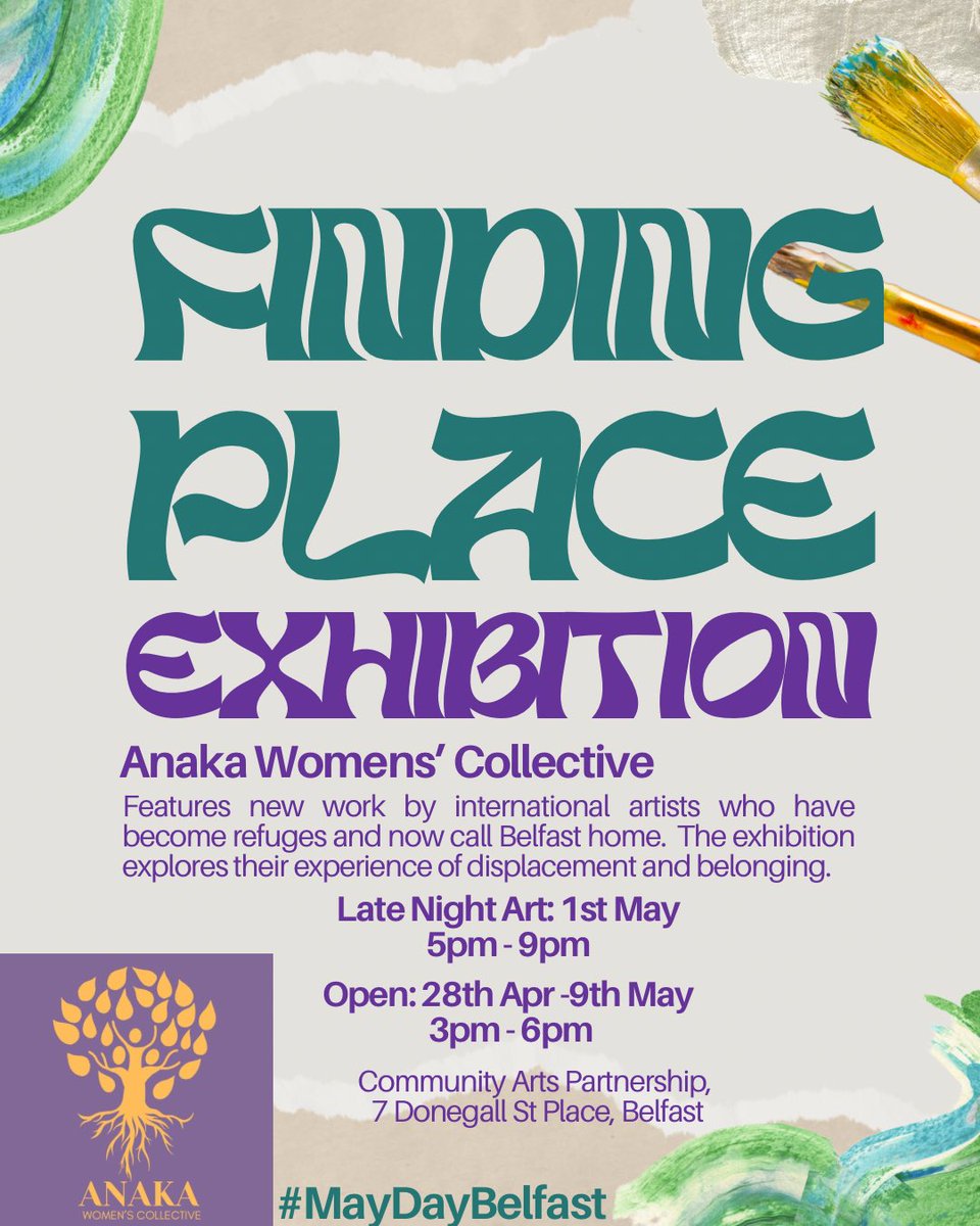 📢📢 Announcing May Day Late Night Art from the wonderful Anaka Women’s Collective.  Thursday 1st May.  6pm - 9pm #MayDayBelfast <a href="/NIC_ICTU/">NIC ICTU</a> <a href="/comartspartner/">CAP</a> <a href="/AnakaWomen/">Anaka Women's Collective</a>