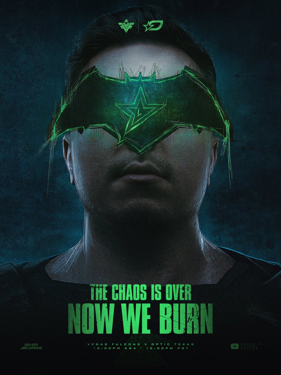 Next time they shine your light in the sky, don't go to it. Consider this mercy 🦅

😤 أول مباراة بالميجر الثالث 😤
💚 واثقين في صقورنا 💚

🆚: <a href="/OpTicTexas/">OpTic Texas</a> 
⏰: 12PM PST / 10PM KSA 
📺: YouTube.com/CODLeague 

#VegasFalcons || #FalconsInMiami
