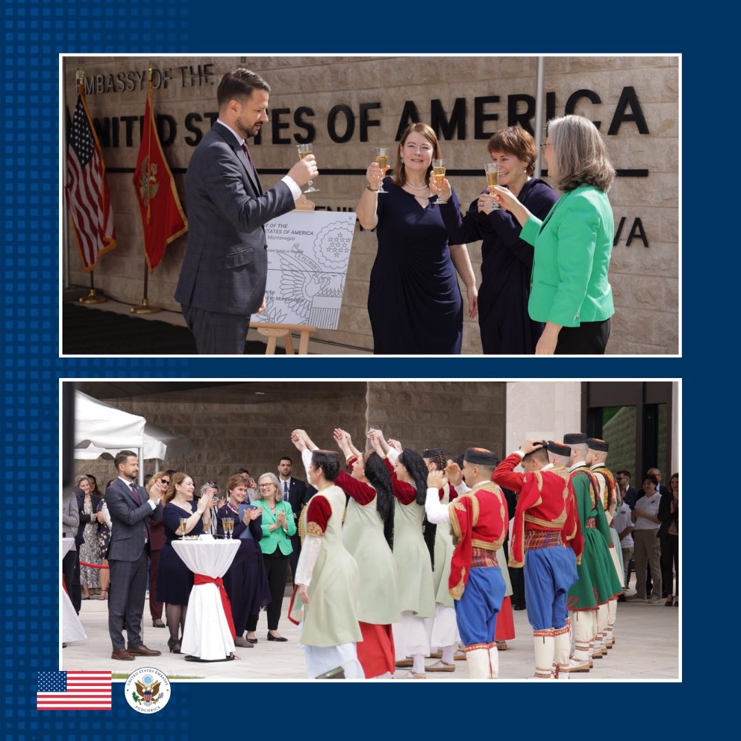Today, I had the honor of welcoming many #FriendsPartnersAllies to the formal dedication of our new U.S. Embassy building in Podgorica – a beautiful fusion of local craftsmanship and global vision, grounded in the strong foundation of 🇺🇸🤝🇲🇪 partnership. My sincere thanks to 🇲🇪