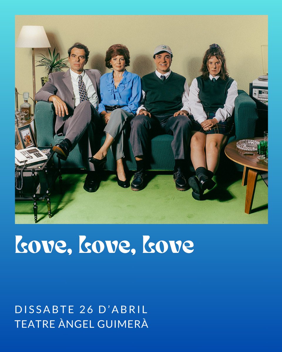 👉 Recta final a la programació del Temporada. Aquest dissabte arriba al TÀG l’obra teatral ‘Love, Love, love’, dirigida per Julio Manrique.  🎟️🎟️ Últimes entrades a la venda, a temporada.cat