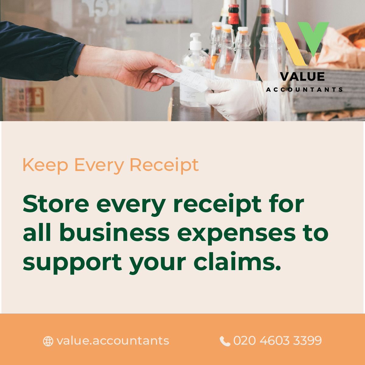 🌟Keeping track?📊 At Value Accountants, we turn receipts into relief! Stash those slips and let's audit-proof your expenses💼. Don't miss a penny of your claims! Need a nudge? 📞 Call us for top-notch tracking tips. #UKFinance #ExpenseExperts 🇬🇧✨