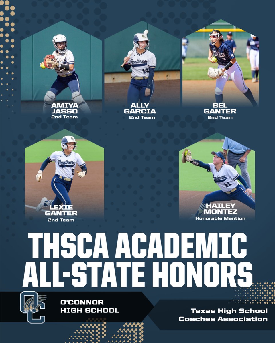 Shoutout to these Seniors who made THSCA Academic All State!! Commitment on the field and in the classroom! 

<a href="/amiyajasso22/">Amiya Jasso</a> <a href="/BelGanter/">Bel Ganter</a> <a href="/LexieGanter/">Lexie Ganter</a> <a href="/HaileyMontez_44/">Hailey Montez</a> <a href="/OCathletics1819/">O’Connor HS Athletics</a> <a href="/NISD_Athletics/">NISD_Athletics</a> <a href="/THSCAcoaches/">THSCA</a>